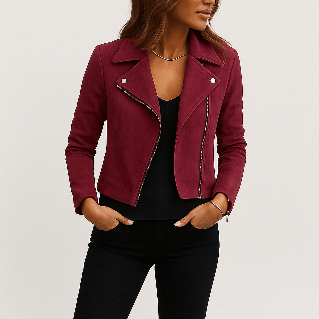 Sophia | Stylish Faux Suede Biker Jacket for Women 8