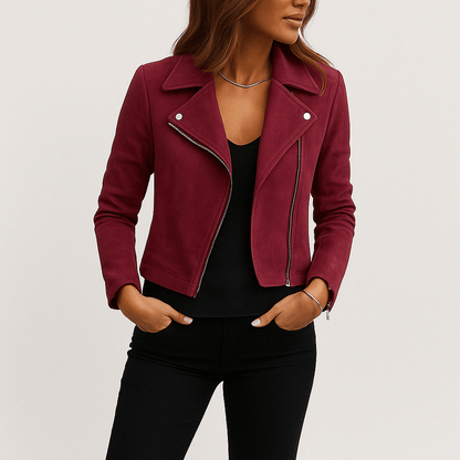 Sophia | Stylish Faux Suede Biker Jacket for Women 8