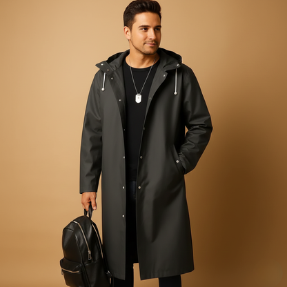 Ethan | Waterproof Long Men's Raincoat with Adjustable Hood