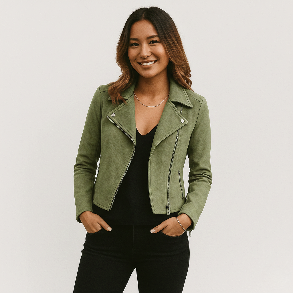 Sophia | Stylish Faux Suede Biker Jacket for Women