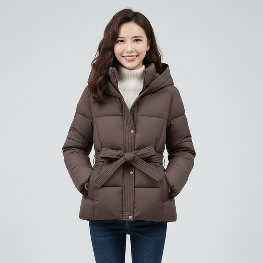 Mia | Cozy Belted Black Puffer Jacket for Women