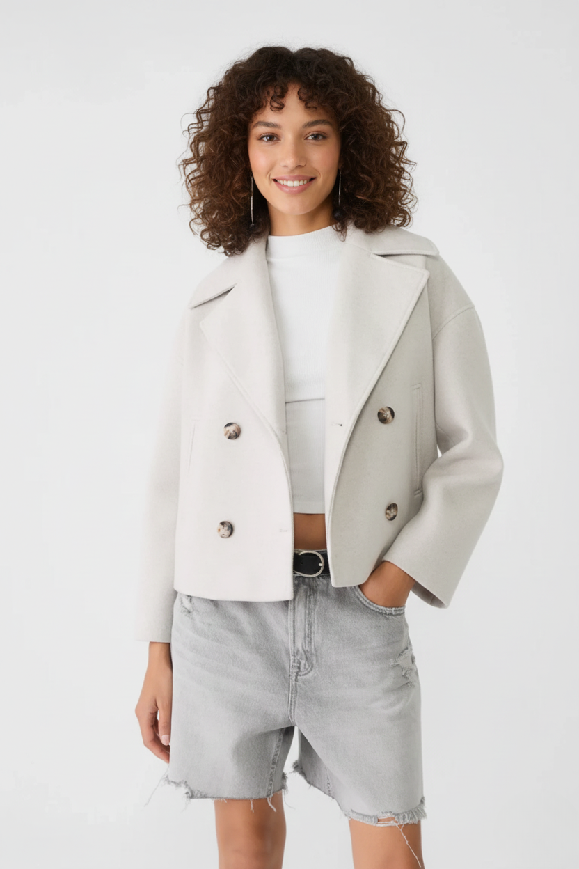 Mason | Chic Cropped Peacoat Jacket