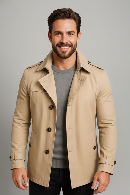 Ethan | Classic Stylish Black Trench Coat for Men