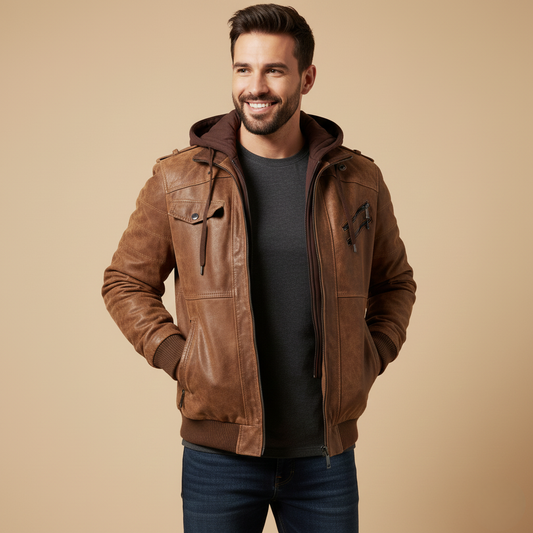 Ethan | Stylish Black Leather Winter Jacket for Men